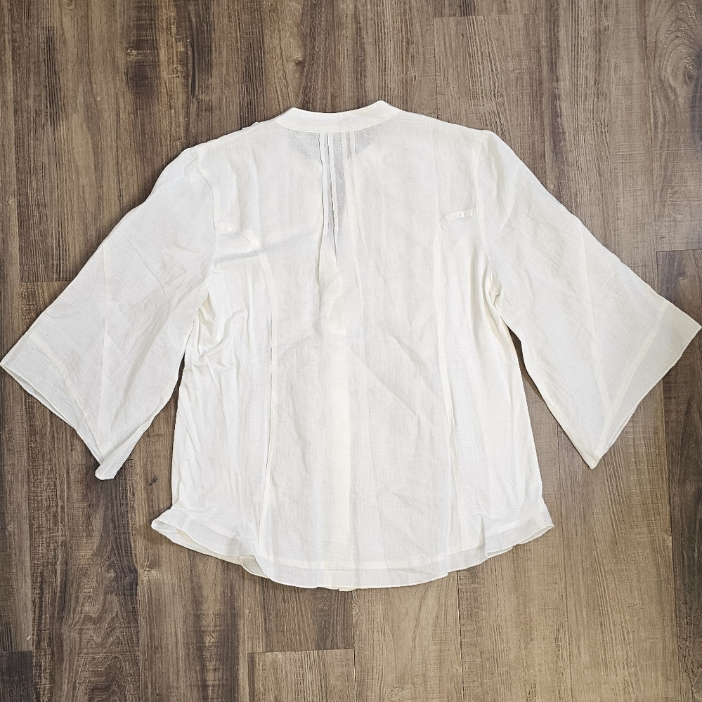 Euc Soft Surroundings Button Front Wide Sleeve Ru… - image 2